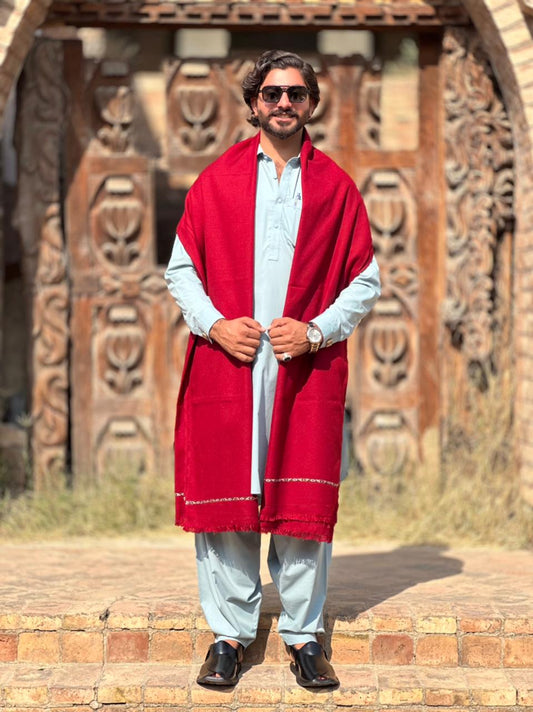 Falenzo Maroon Nylon Wool Shawl – Premium Winter Comfort & Style