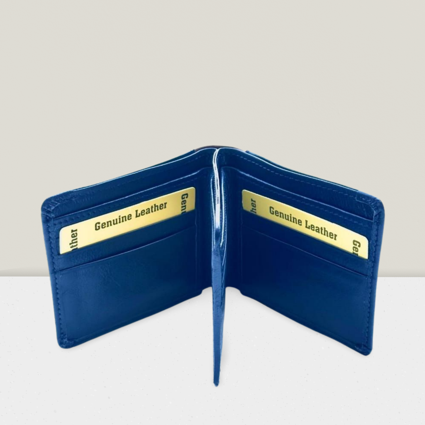 "Premium Blue Leather Wallet for Men – Handmade Compact Trifold Purse with Multiple Card Slots, Coin Pocket & Secure Closure | Falenzo"