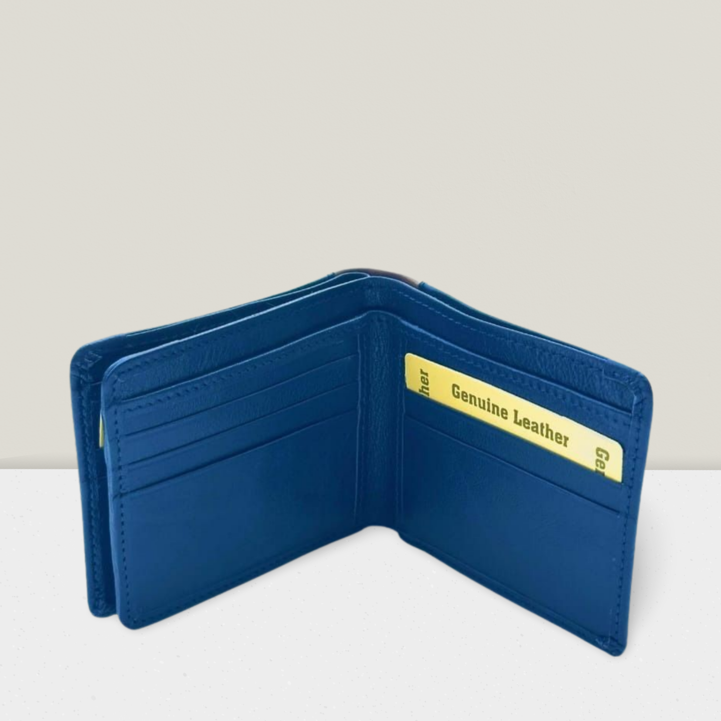 "Premium Blue Leather Wallet for Men – Handmade Compact Trifold Purse with Multiple Card Slots, Coin Pocket & Secure Closure | Falenzo"