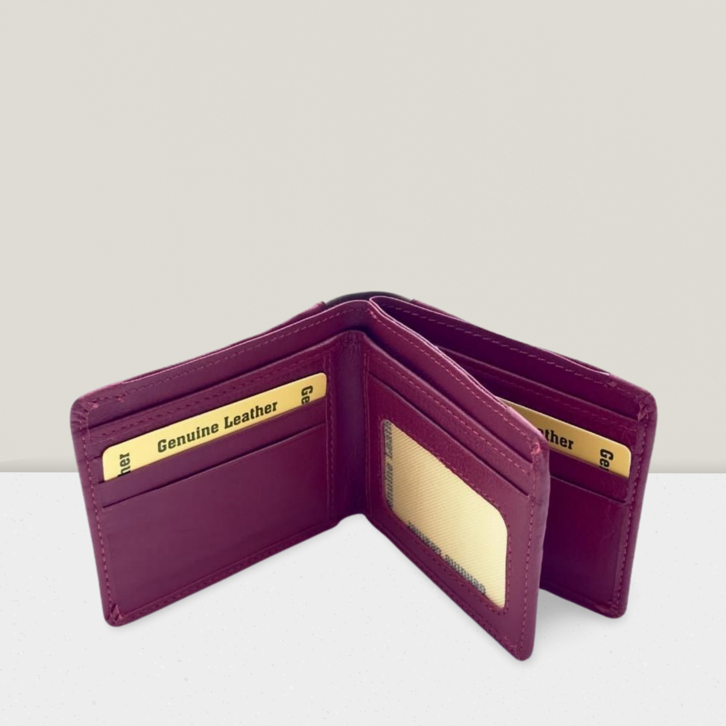"Premium Red Wallet for Men – Handmade Compact Trifold Purse with Multiple Card Slots, Coin Pocket & Secure Closure | Falenzo"
