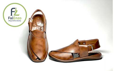 Falenzo Handmade Double Shade Leather Peshawari Chappal for Men