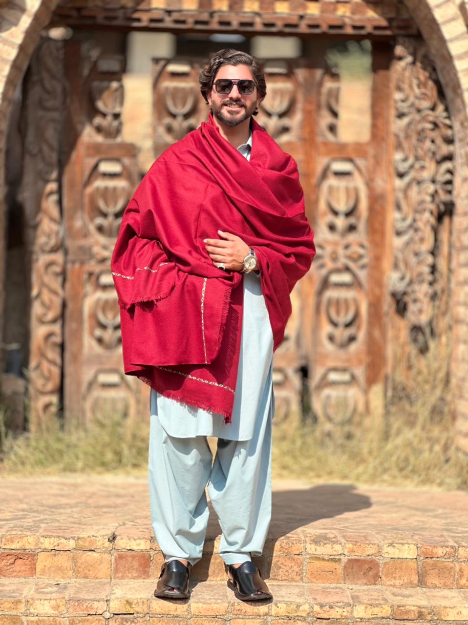 Falenzo Maroon Nylon Wool Shawl – Premium Winter Comfort & Style