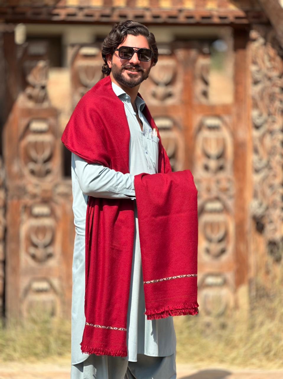 Falenzo Maroon Nylon Wool Shawl – Premium Winter Comfort & Style