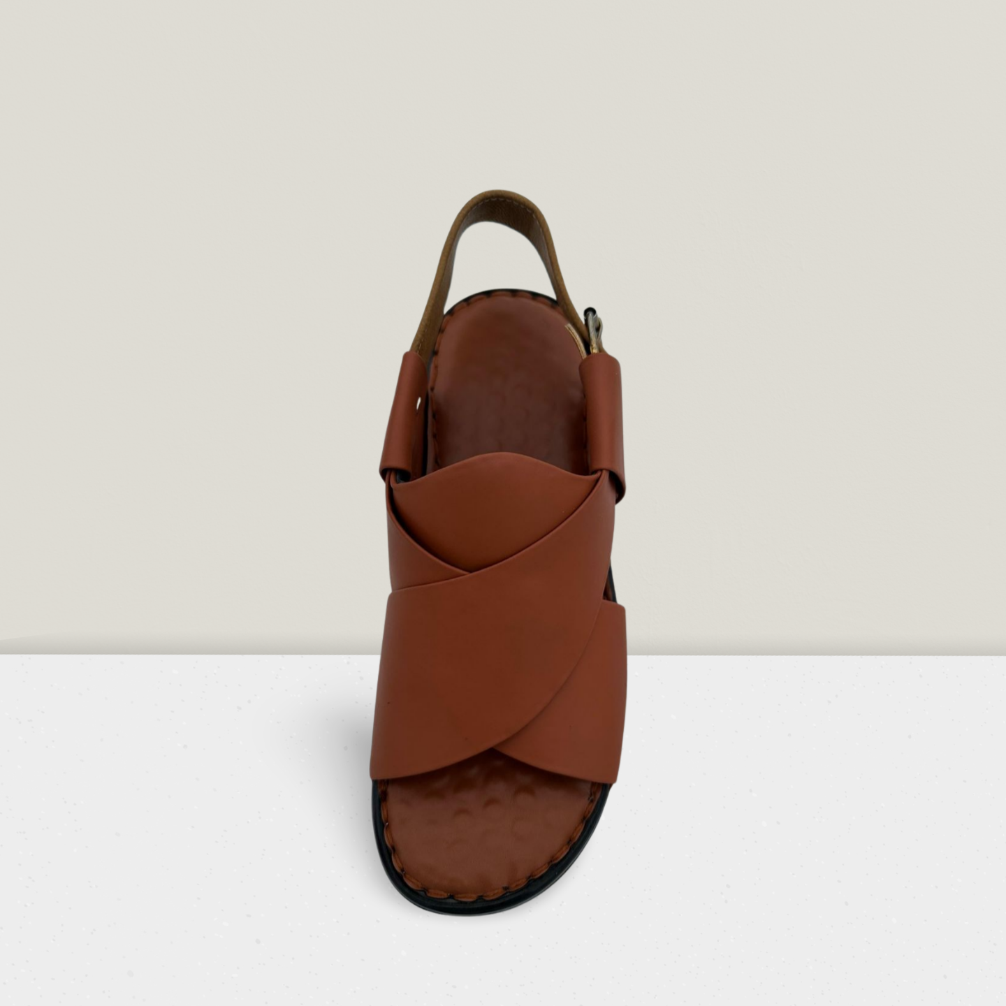 "Premium Handmade Master Leather Cross Strap Sandal for Men – Comfortable Casual Footwear with Adjustable Back Strap | Falenzo Pakistan"