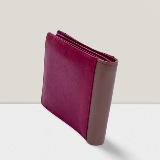 "Premium Red Wallet for Men – Handmade Compact Trifold Purse with Multiple Card Slots, Coin Pocket & Secure Closure | Falenzo"