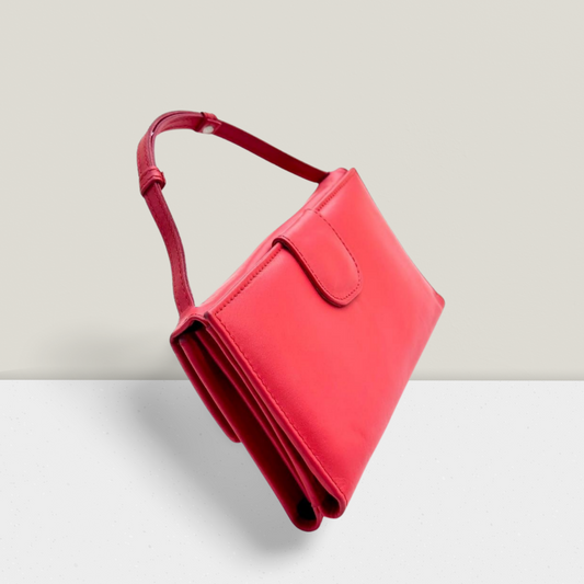 "Elegant Red Leather Handbag for Women – Small Top Handle Purse Perfect for Parties, Weddings, Evening Outfits & Casual Wear | Falenzo"