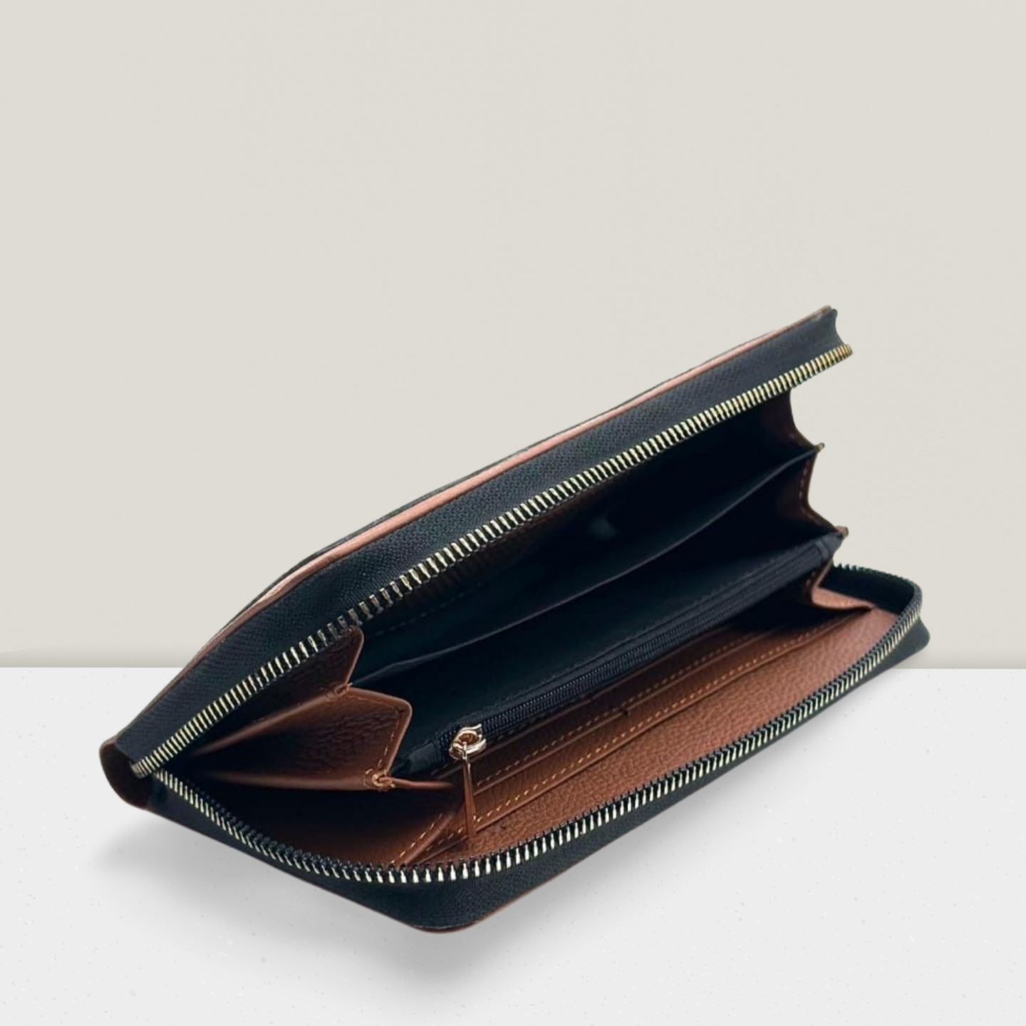 "Elegant Black and Golden Leather Handclutch for Women – Small Top Handle Purse Perfect for Parties, Weddings, Evening Outfits & Casual Wear | Falenzo"