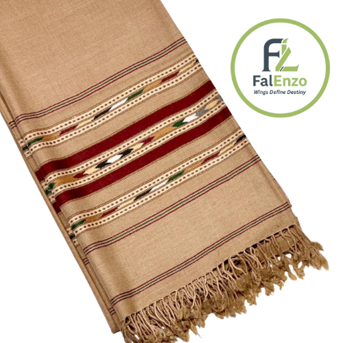 Falenzo Camel Colour Pashmina Shawl (48 triple count and 650gm)