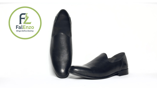 Falenzo Black Formal Leather Shoes for Men | Handmade Premium Dress Shoes Pakistan