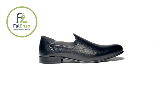 Falenzo Black Formal Leather Shoes for Men | Handmade Premium Dress Shoes Pakistan