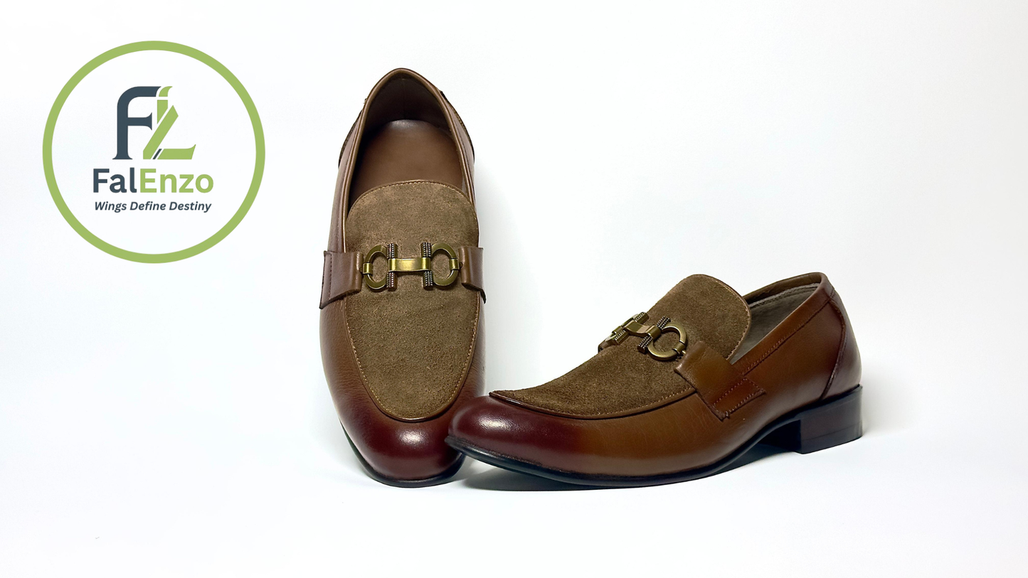 Falenzo Brown Leather Loafers for Men | Premium Handmade Dress Shoes Pakistan