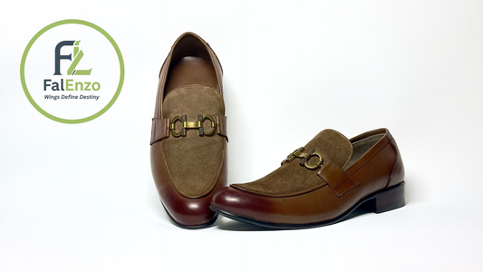 Falenzo Brown Leather Loafers for Men | Premium Handmade Dress Shoes Pakistan