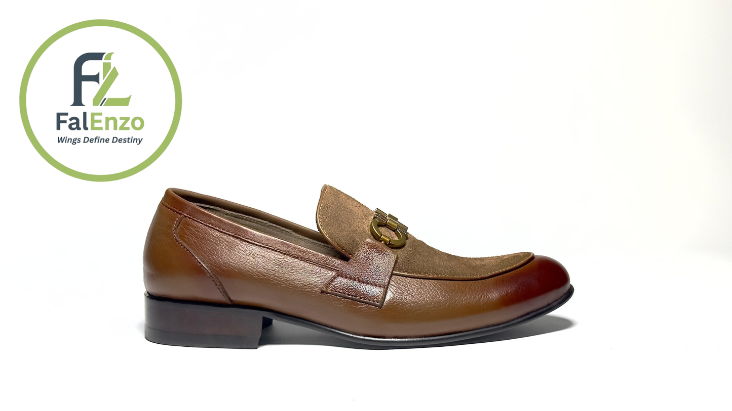 Falenzo Brown Leather Loafers for Men | Premium Handmade Dress Shoes Pakistan