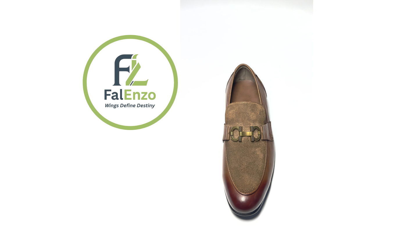 Falenzo Brown Leather Loafers for Men | Premium Handmade Dress Shoes Pakistan