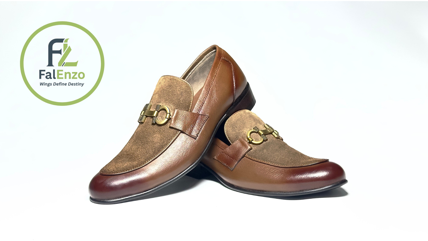 Falenzo Brown Leather Loafers for Men | Premium Handmade Dress Shoes Pakistan