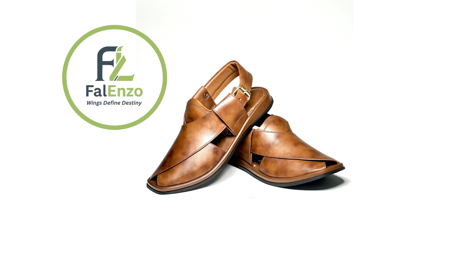 Falenzo Handmade Double Shade Leather Peshawari Chappal for Men