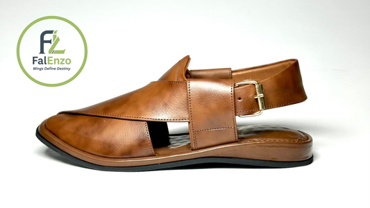 Falenzo Handmade Double Shade Leather Peshawari Chappal for Men