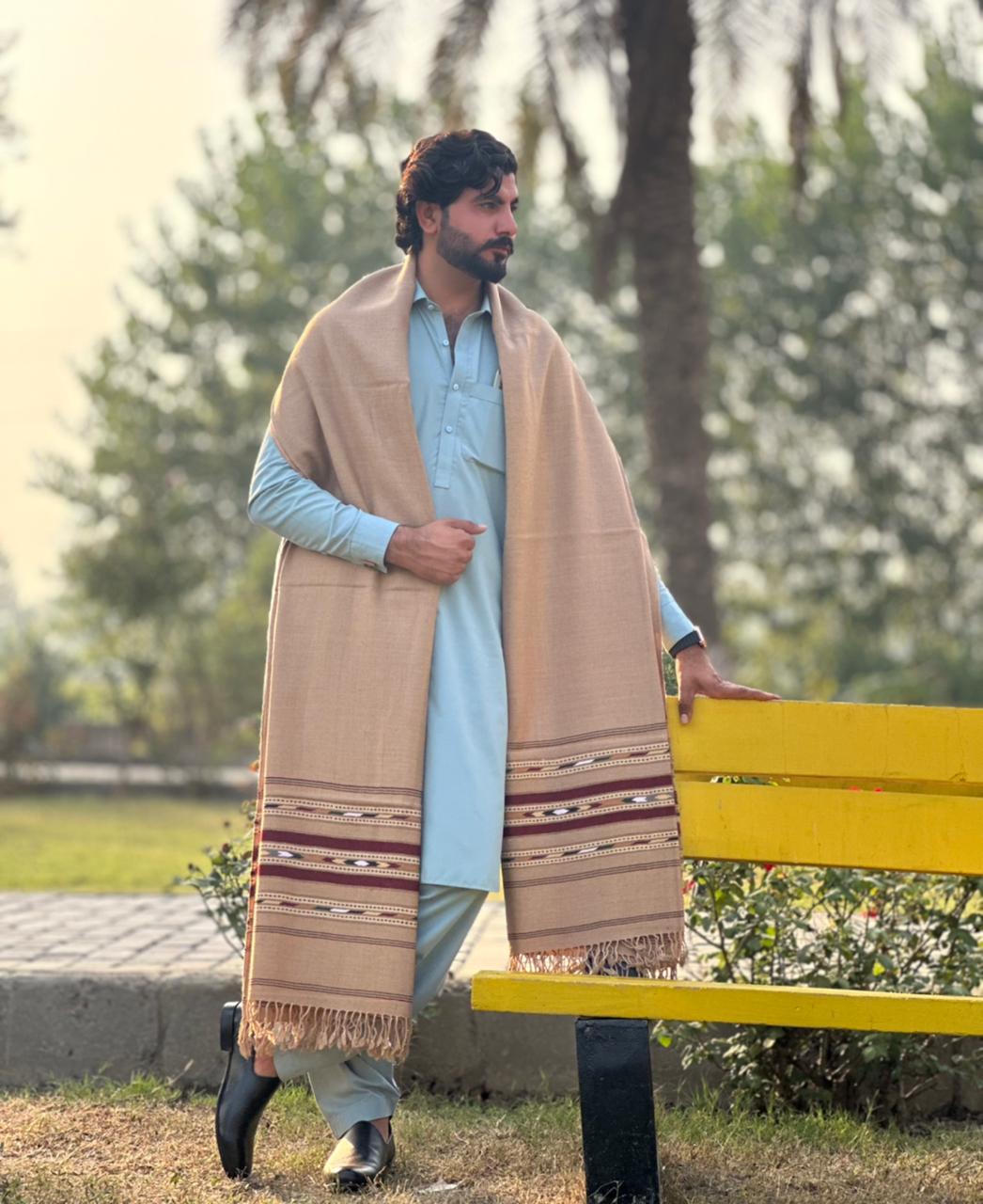 Falenzo Camel Colour Pashmina Shawl (48 triple count and 650gm)