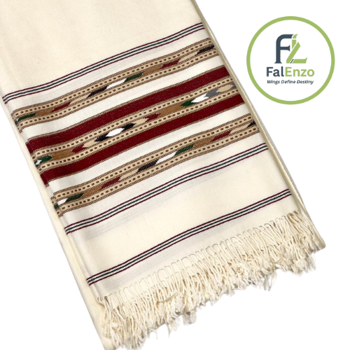 Falenzo Half White Colour Pashmina Shawl (48 triple count and 650gm)