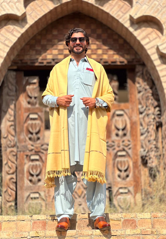 Falenzo Cream Colour Pashmina Shawl (72 single count and 600gm)