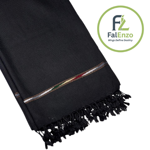 Falenzo Black Nylon Wool Shawl – Premium Winter Comfort & Style