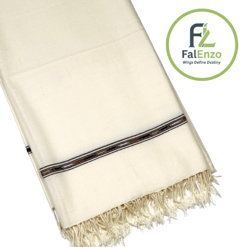 Falenzo Half White Colour Pashmina Shawl (48 single count and 650gm)